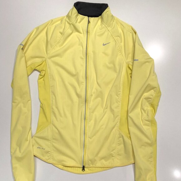 Nike Dri-Fit Fitted Duotone Full Zip Running Jacket Yellow in Size S - Picture 2 of 13